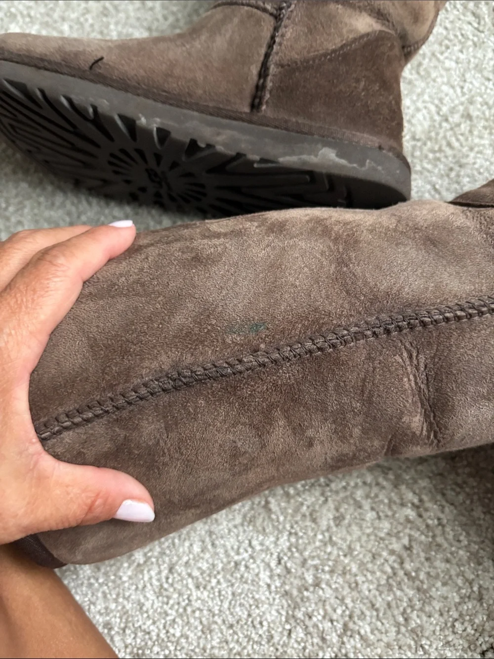 UGG Chocolate Suede Mid-Calf Shearling Boots